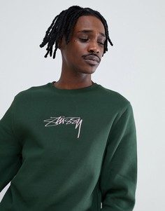 Свитшот с аппликацией-логотипом Stussy - Зеленый