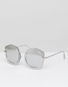 Солнцезащитные очки в круглой массивной оправе Jeepers Peepers - Серебряный