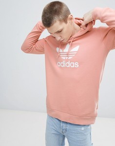 Худи розового цвета с логотипом-трилистником adidas Originals adicolor CW1245 - Розовый