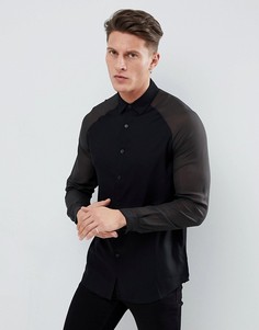Рубашка классического кроя с контрастными рукавами ASOS DESIGN - Черный