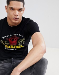 Черная классическая футболка с логотипом Diesel T-LOGYS - Черный