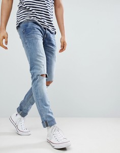 Состаренные зауженные джинсы с рваной отделкой Blend Cirrus - Серый