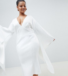 Облегающее платье миди с рукавами кимоно ASOS DESIGN Curve - Белый