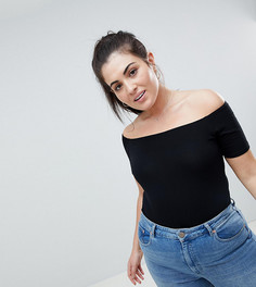 Боди с открытыми плечами и короткими рукавами ASOS DESIGN Curve - Черный