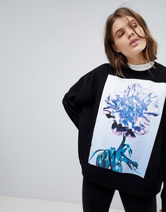 Oversize-свитшот с принтом Weekday - Черный