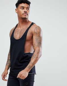 Черная майка-борцовка с контрастной строчкой ASOS DESIGN - Мульти