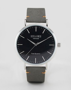 Часы с серым кожаным ремешком Reclaimed Vintage Inspired 42 мм эксклюзивно для ASOS - Серый