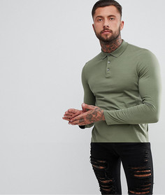 Трикотажное поло с длинными рукавами ASOS - Зеленый