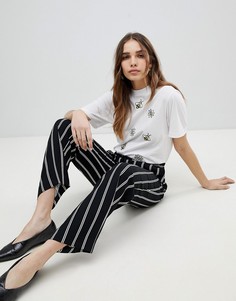 Прямые брюки в полоску Monki - Черный