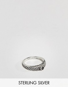 Серебряное кольцо с тисненым узором змеи и камнем ASOS DESIGN - Серебряный