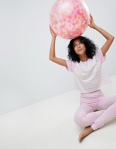 Пижамный комплект в розовую полоску ASOS DESIGN - Розовый