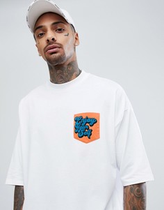 Свободная футболка с принтом enjoy yourself на кармане ASOS DESIGN - Белый