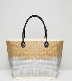 Соломенная пляжная сумка с эффектом омбре South Beach - Серебряный