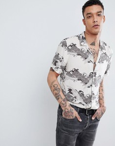 Рубашка с короткими рукавами и принтом AllSaints - Кремовый