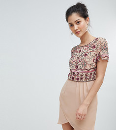 Платье мини с декоративной отделкой и запахом Frock And Frill - Розовый