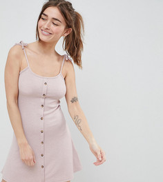 Короткое приталенное платье с пуговицами New Look Petite - Розовый