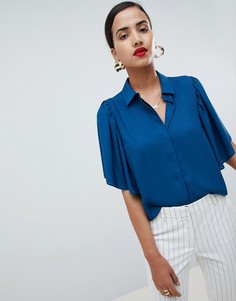 Укороченная блузка с расклешенными рукавами ASOS DESIGN - Синий