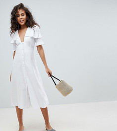 Чайное платье миди на пуговицах ASOS DESIGN Tall - Белый