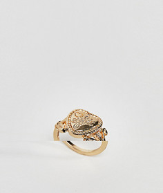Кольцо в винтажном стиле с медальоном в форме сердца ASOS DESIGN - Золотой