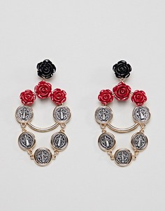 Серьги-подвески с розами и монетами ASOS DESIGN - Золотой