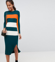 Платье в рубчик с полосками колор блок ASOS DESIGN Tall - Мульти