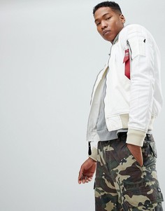 Белый хлопковый бомбер Alpha Industries Ground Crew - Белый