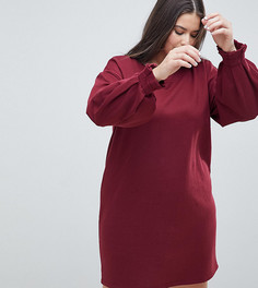 Трикотажное платье с плиссированными манжетами ASOS DESIGN Curve - Розовый