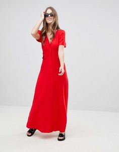 Платье макси на пуговицах ASOS DESIGN - Красный
