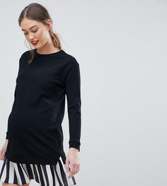 Трикотажное платье 2 в 1 с подолом в полоску ASOS DESIGN Maternity - Черный