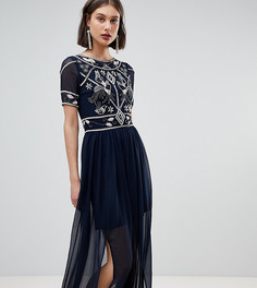 Платье макси с декорированным лифом Frock And Frill - Темно-синий