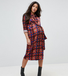Платье-рубашка в клетку с поясом ASOS DESIGN Maternity - Мульти
