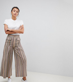 Брюки в полоску с широкими штанинами и складками ASOS TALL - Мульти