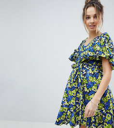 Хлопковый сарафан с оборкой и цветочным принтом ASOS Maternity - Мульти