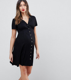 Короткое приталенное платье на пуговицах ASOS Maternity - Черный