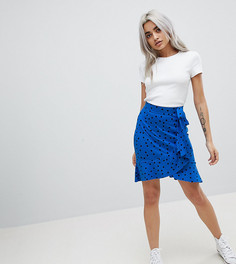 Мини-юбка в горошек с запахом ASOS PETITE - Синий