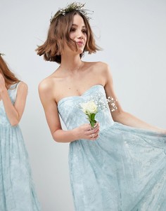 Платье-бандо макси с прозрачными кружевными вставками ASOS DESIGN Bridesmaid - Зеленый