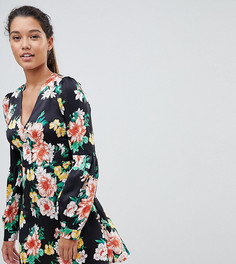 Платье с цветочным принтом PrettyLittleThing - Черный