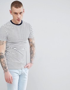 Белая обтягивающая футболка в полоску River Island - Белый