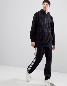 Худи из черного велюра свободного кроя adidas Originals adicolor CY3549 - Черный