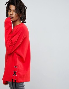 Oversize-свитшот со шнуровкой сбоку и разрезом ASOS - Красный