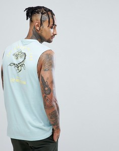 Футболка без рукавов с заниженными проймами и принтом ASOS DESIGN - Синий