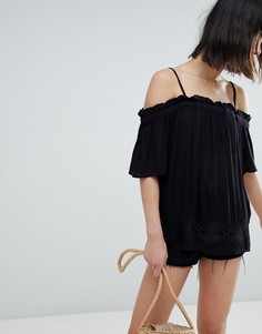 Топ с ажурной вставкой River Island - Черный