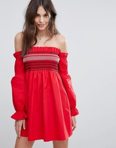 Платье с пышными рукавами Fashion Union - Красный