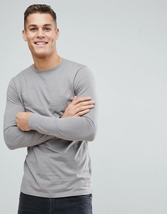 Удлиненный лонгслив с круглым вырезом ASOS DESIGN - Коричневый