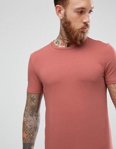 Розовая обтягивающая футболка с круглым вырезом ASOS DESIGN - Красный