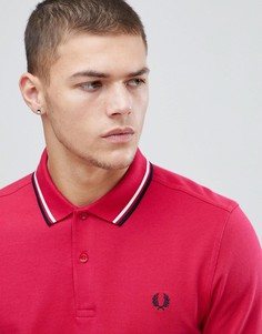Красная футболка-поло с двойной окантовкой Fred Perry - Красный