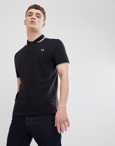 Черное поло с контрастным воротником Fred Perry - Черный