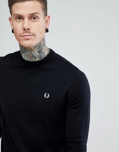 Черный хлопковый джемпер с круглым вырезом Fred Perry - Черный