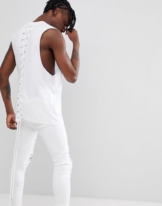 Белая футболка без рукавов со шнуровкой на спине ASOS DESIGN - Белый
