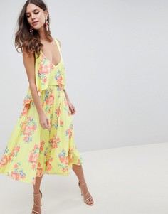 Платье миди с цветочным принтом ASOS DESIGN - Мульти